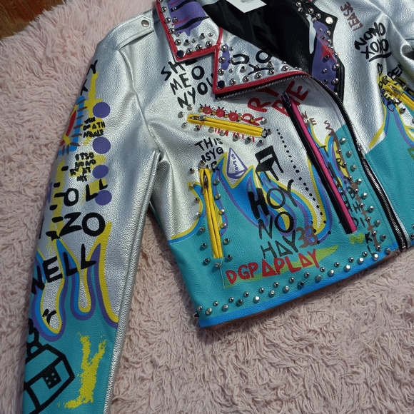Azalea Wang Femi luxury designer graphic punk jacket! "Phoenix" moto sold out! - Picture 10 of 14